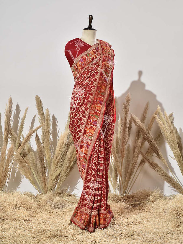 Red Pure Georgette Ghatchola Saree