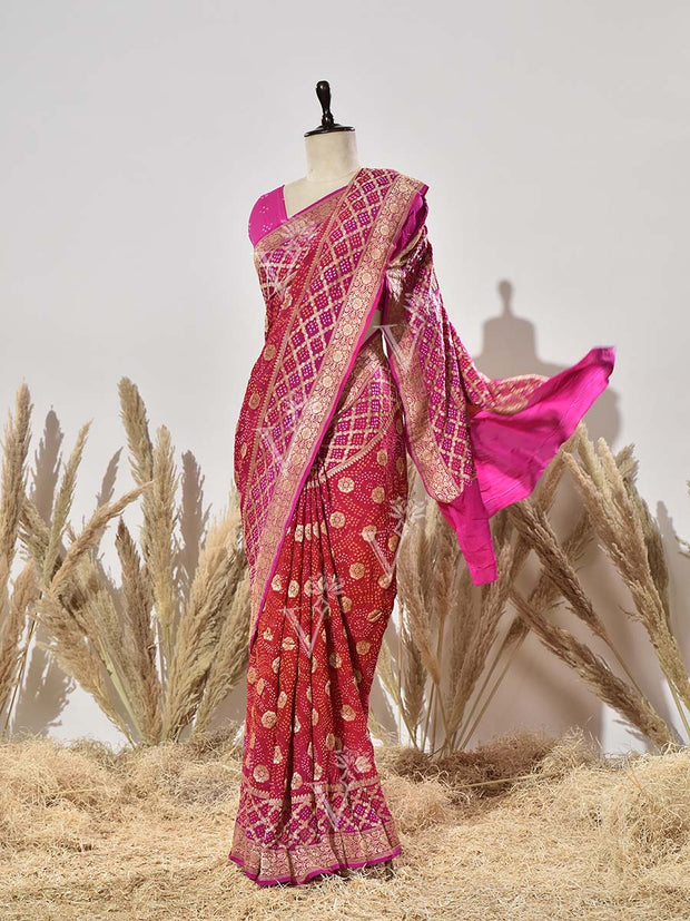 Ombre Pure Georgette Ghatchola Saree