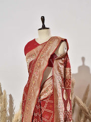 Red Pure Georgette Bandhani Saree