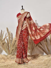 Red Pure Georgette Bandhani Saree