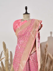 Pink Ghatchola Bhandhej Saree