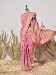 Pink Ghatchola Bhandhej Saree