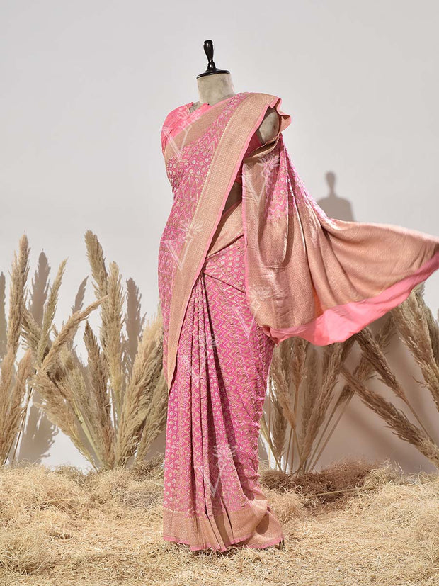 Pink Ghatchola Bhandhej Saree