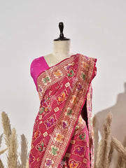 Pink Pure Georgette Bandhani Saree
