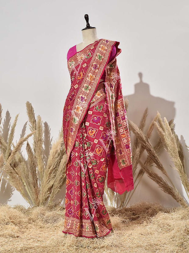 Pink Pure Georgette Bandhani Saree