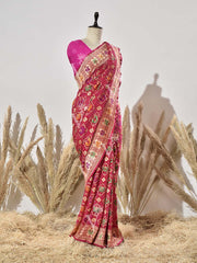 Pink Pure Georgette Bandhani Saree