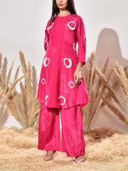 Pink Highlighted Silk Kurta and Pant Set
