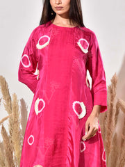 Pink Highlighted Silk Kurta and Pant Set