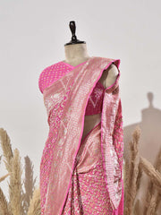 Pink Pure Georgette Ghatchola Saree