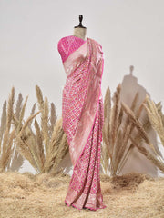 Pink Pure Georgette Ghatchola Saree