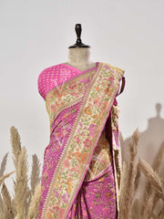Lavender Bandhej Meenakari Pure Georgette Saree