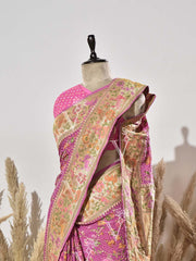 Lavender Bandhej Meenakari Pure Georgette Saree