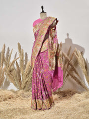 Lavender Bandhej Meenakari Pure Georgette Saree