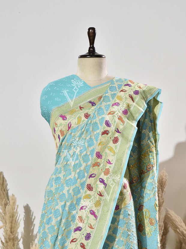 Sky Blue Pure Georgette Ghatchola