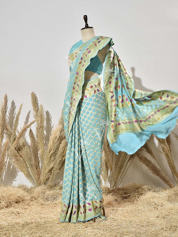 Sky Blue Pure Georgette Ghatchola