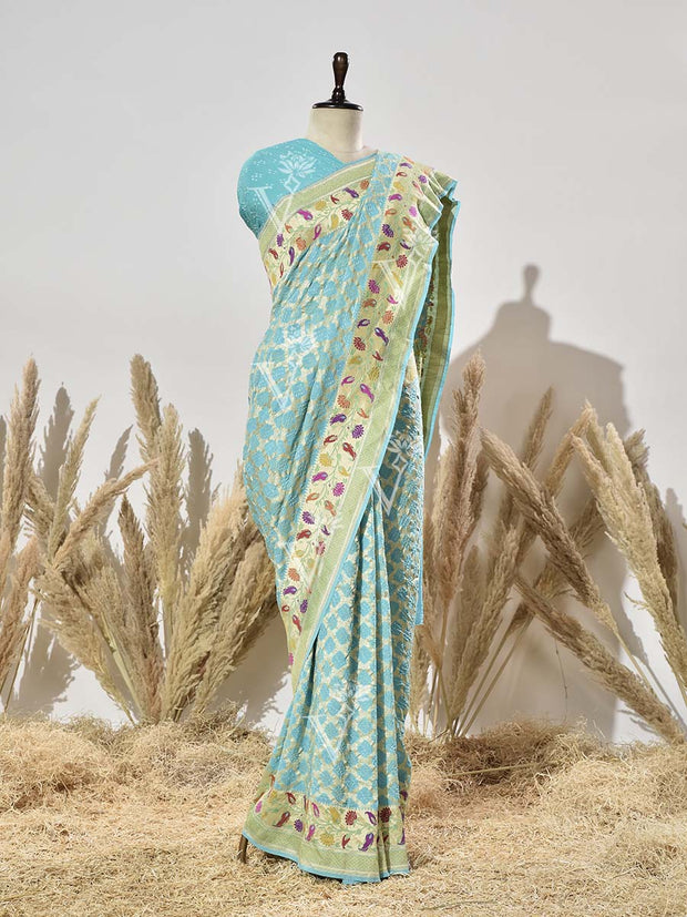 Sky Blue Pure Georgette Ghatchola
