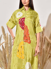 Green Highlighted Silk Kurta