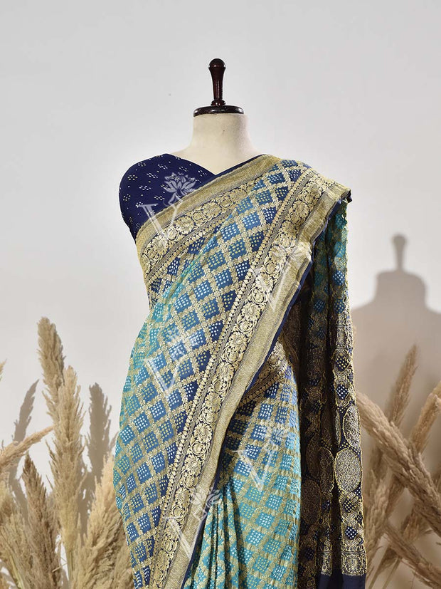 Blue Pure Georgette Ghatchola Saree