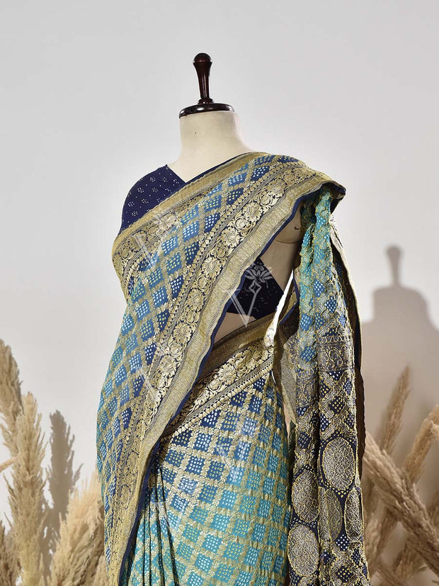 Blue Pure Georgette Ghatchola Saree