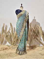 Blue Pure Georgette Ghatchola Saree