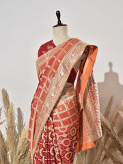Red Shaded Pure Georgette Ghatchola Saree