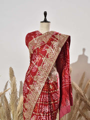 Maroon Ghatchola Gota Patti Saree