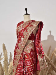 Maroon Ghatchola Gota Patti Saree