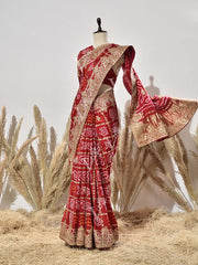 Maroon Ghatchola Gota Patti Saree