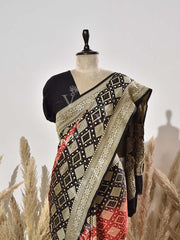 Black and Red Georgette Saree