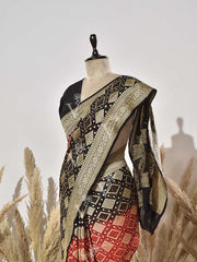 Black and Red Georgette Saree