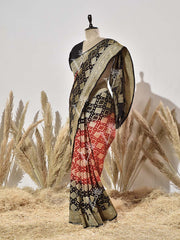 Black and Red Georgette Saree