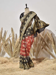 Black and Red Georgette Saree
