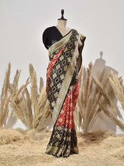 Black and Red Georgette Saree