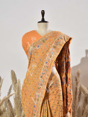 Yellow Pure Georgette Bandhani Saree