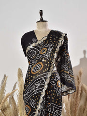 Black Georgette Gota Patti Saree