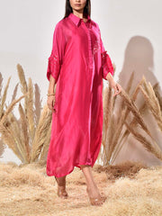 Pink Printed Summer Silk Kurta