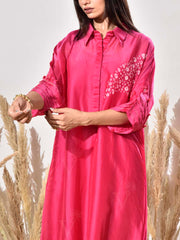 Pink Printed Summer Silk Kurta