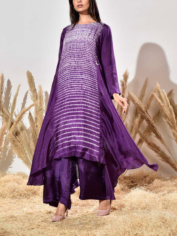 Violet Summer Silk Tunic and Palazzo Set