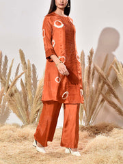 Orange Summer Silk Kurta and Pant Set