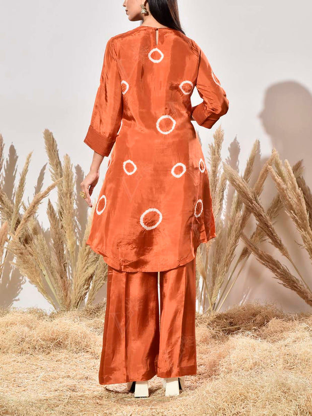 Orange Summer Silk Kurta and Pant Set