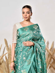Green Organza Saree