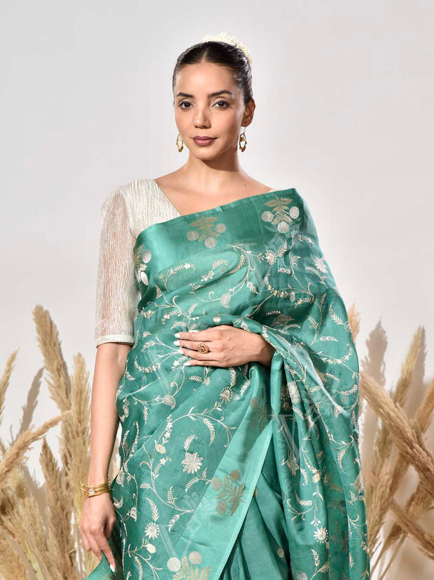 Green Organza Saree