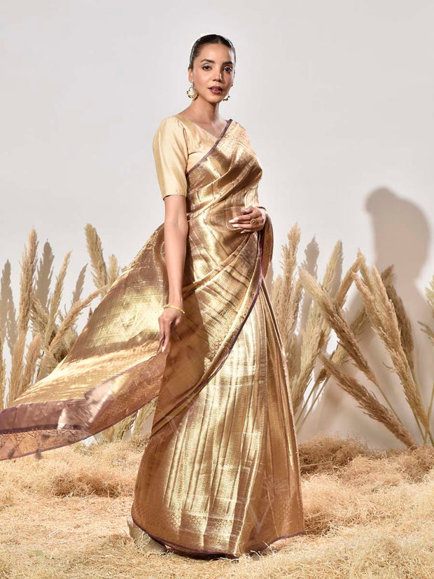 Beige Tissue Kanjeevaram Saree