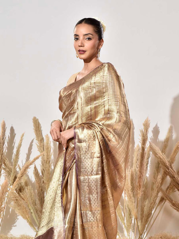Beige Tissue Kanjeevaram Saree