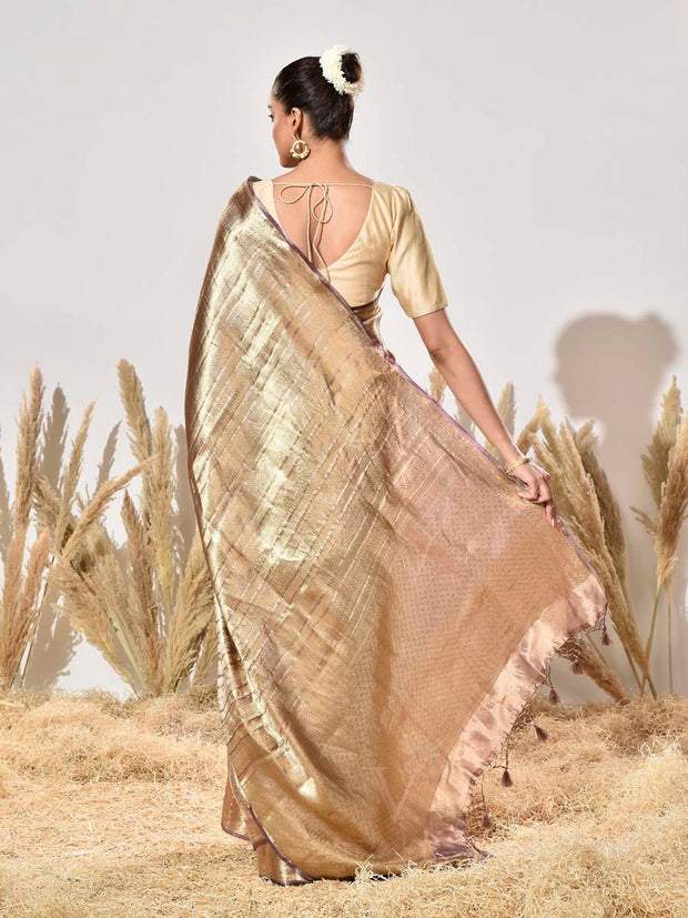 Beige Tissue Kanjeevaram Saree