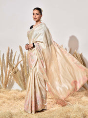 Beige Tussar Saree