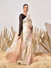 Beige Tussar Saree