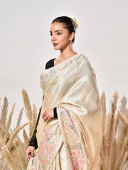 Beige Tussar Saree
