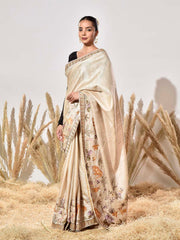 Beige Tussar Saree