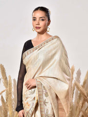 Beige Tussar Saree
